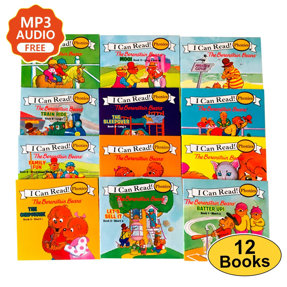 12Books/set Biscuit Series Phonics English Picture Books "I