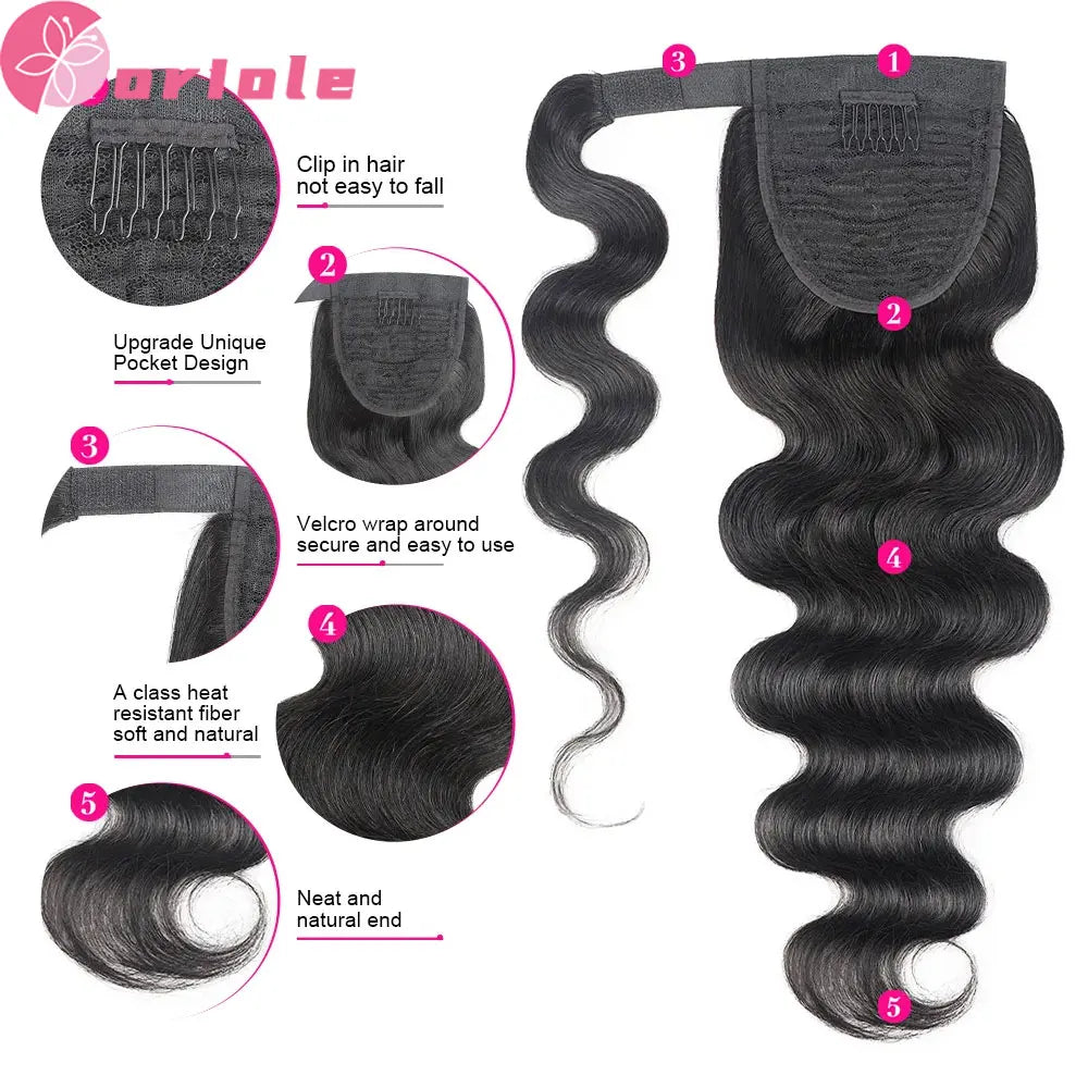 Straight Ponytail Human Hair 8-32 Inches Machine Made