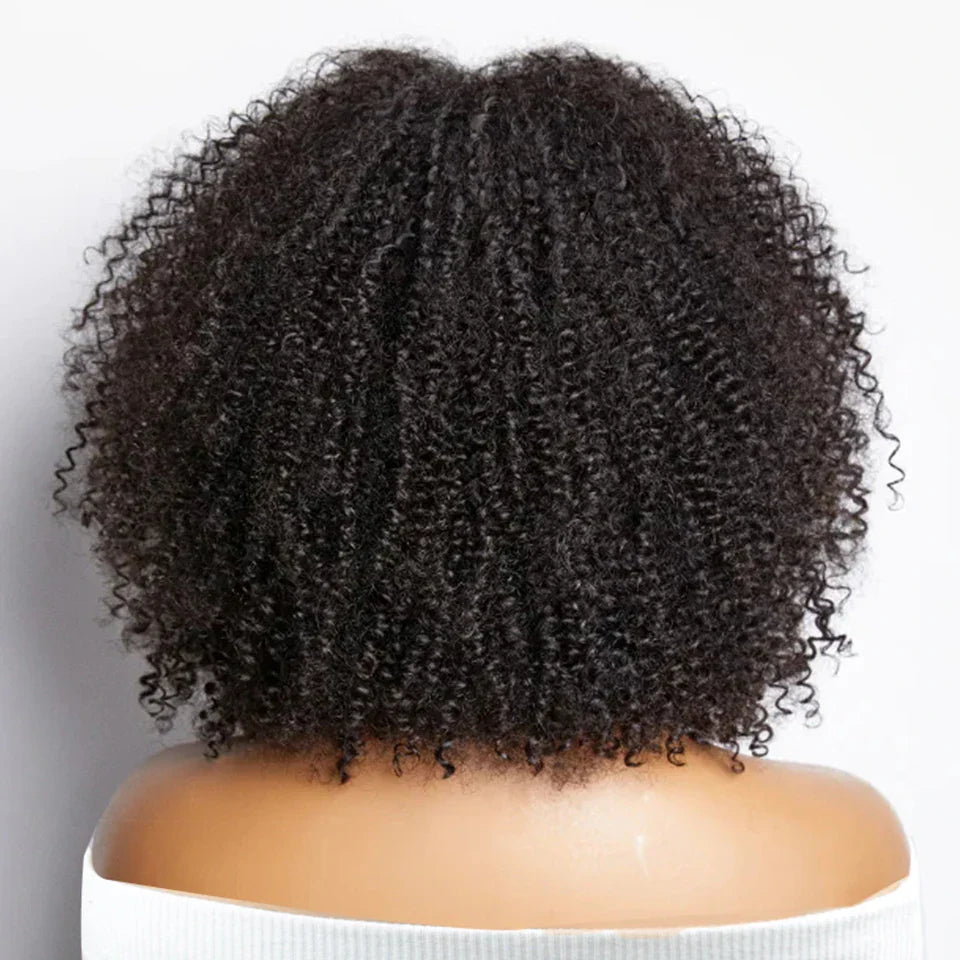 Short Curly Afro Wigs With Bangs For Black