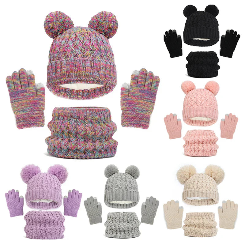 Imitation Cashmere Winter Baby Hat Gloves Scarf Set