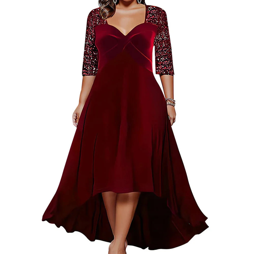High Quality Plus Size Dress Women Evening Black