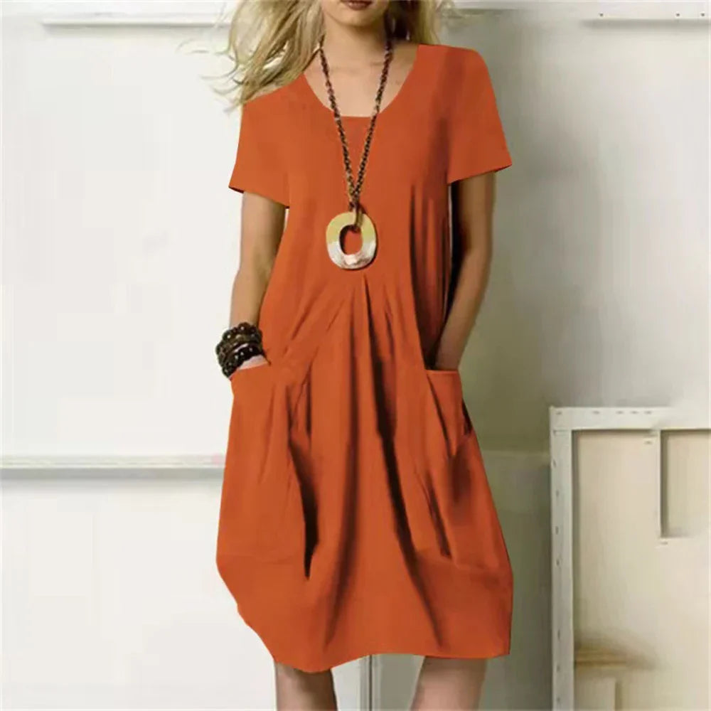 Oversized Cotton Linen Long Dress for Women 2023
