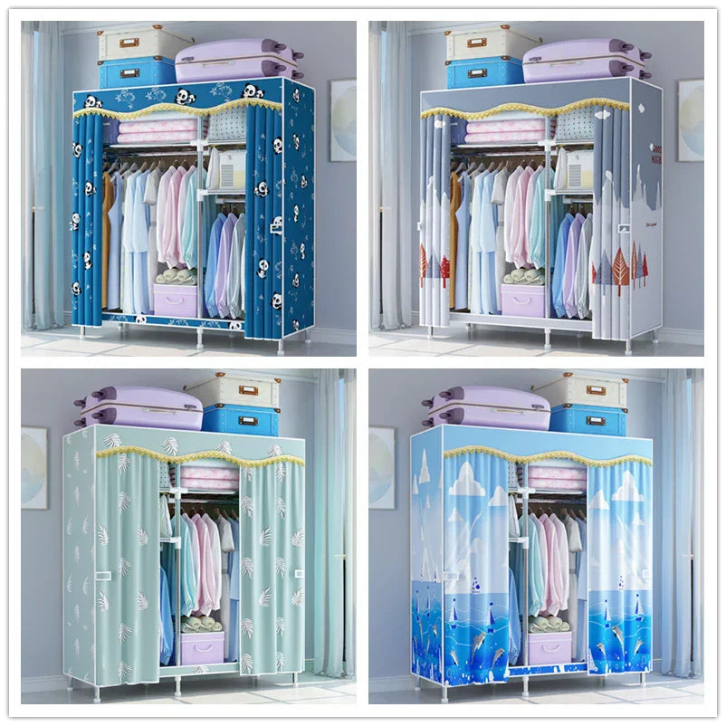 123x45x170cm Bedroom Portable Foldable Cloth Wardrobe Organizer Clothes