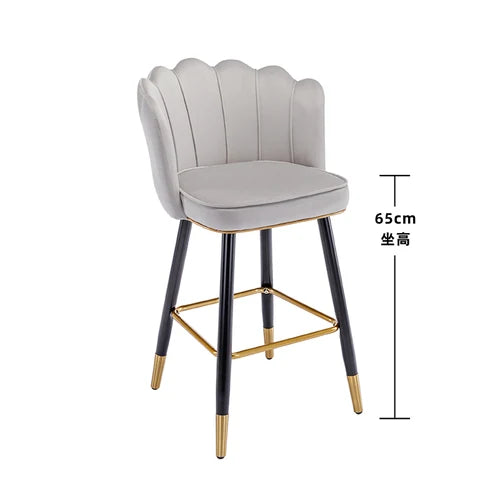 Leather High Bar Chair Modern Nordic Luxury Blue