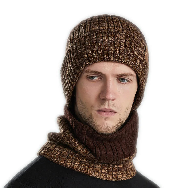 Winter Hat for Men Pullover Hat Scarf Sets