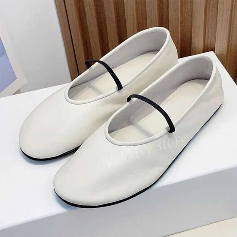 2023 New Genuine Leather Ballerina Flat Loafers Women