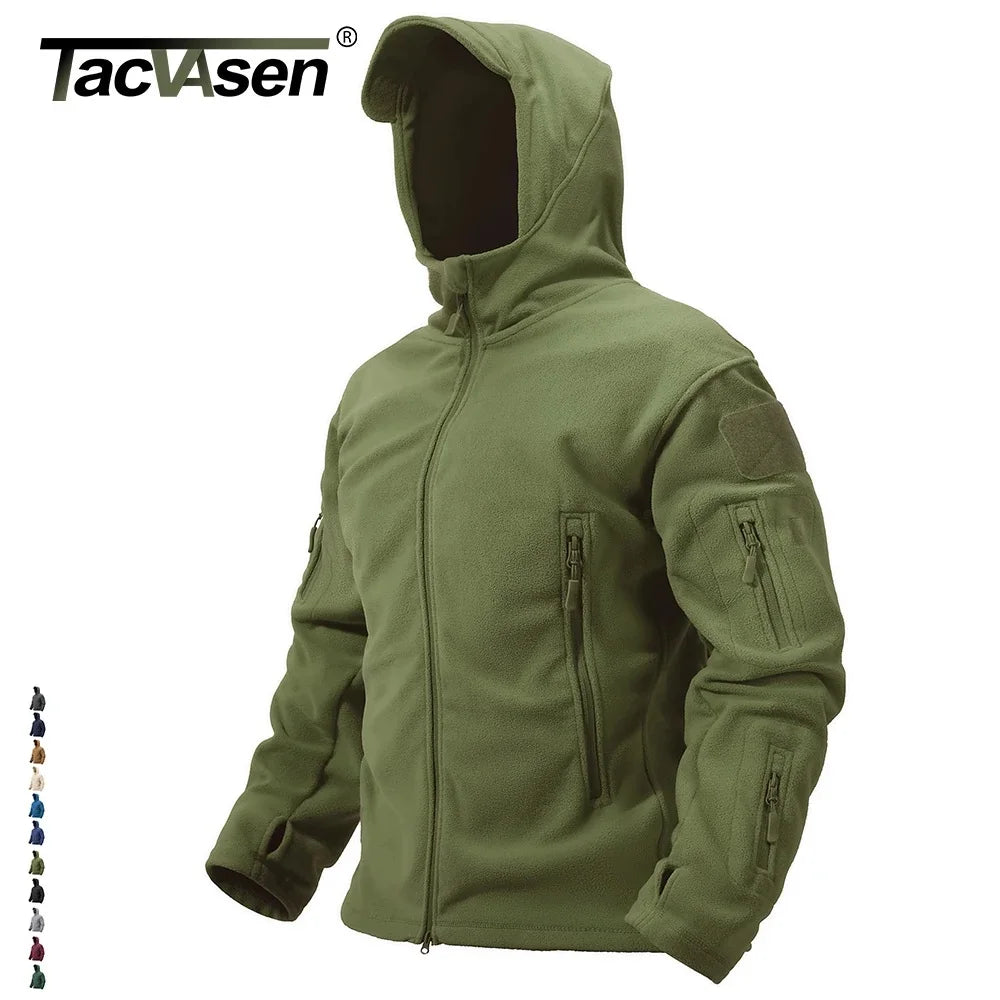 TACVASEN Winter Hooded Fleece Jackets Mens Zipper Pockets