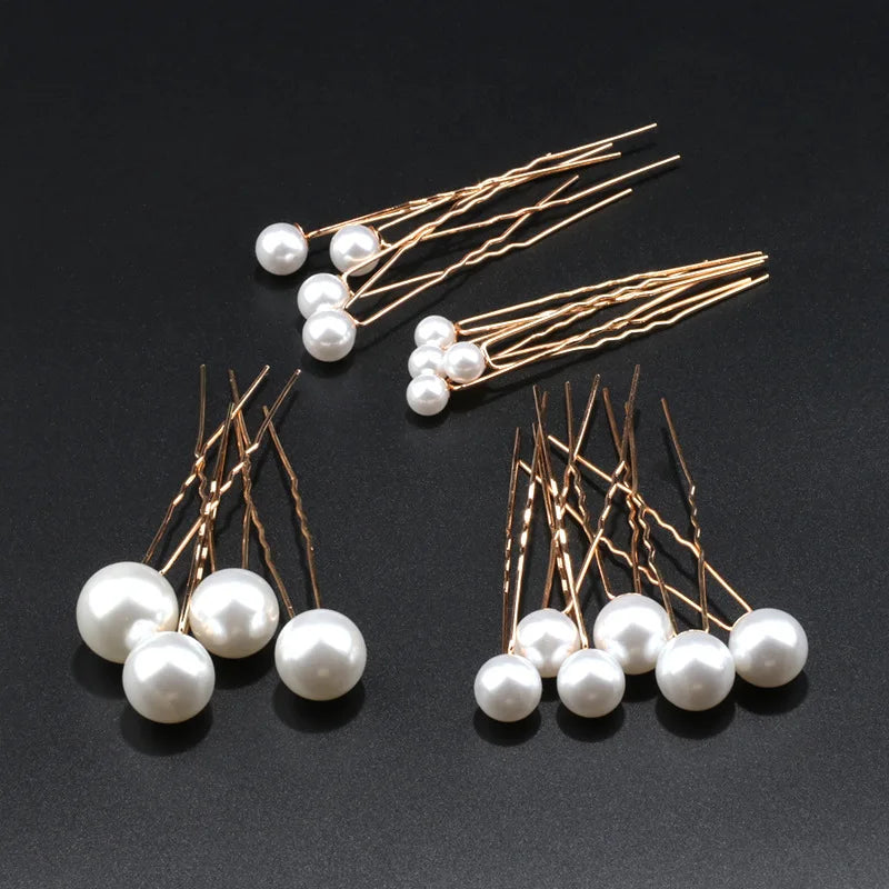 Fashion Metal U Shape Pearl Hairpin Clips Wedding