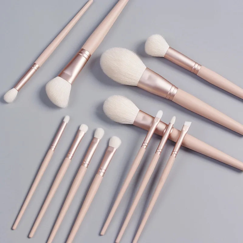 12pcs/set White Goat Hair Makeup Brushes set Powder