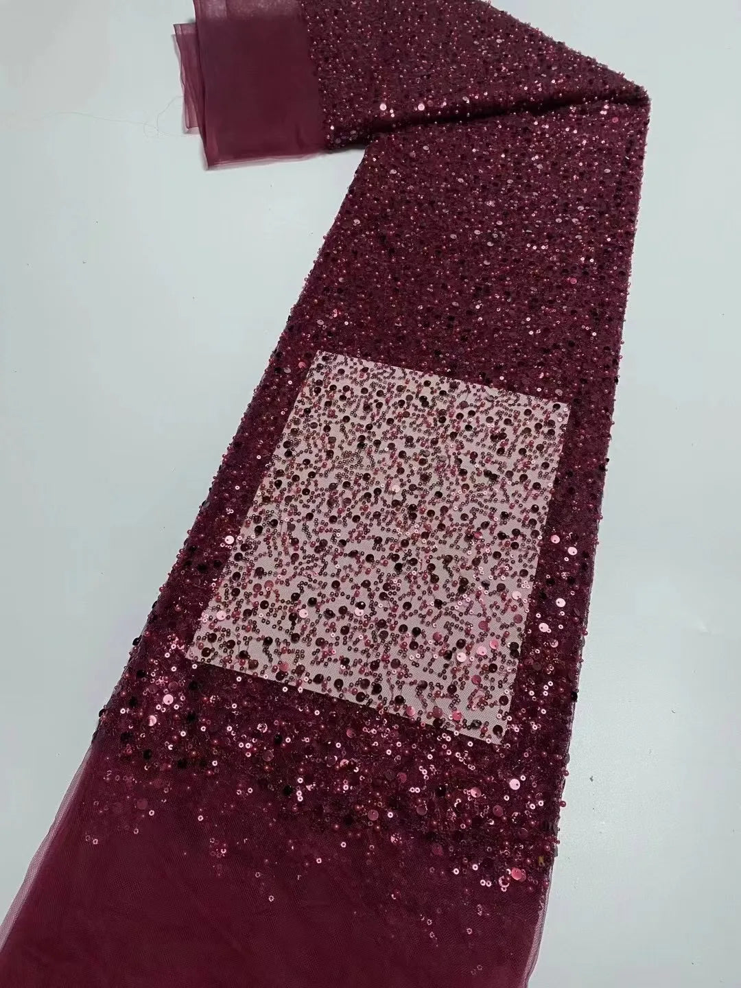 Heavy silver Sequins Lace Fabric With Bead Sequins