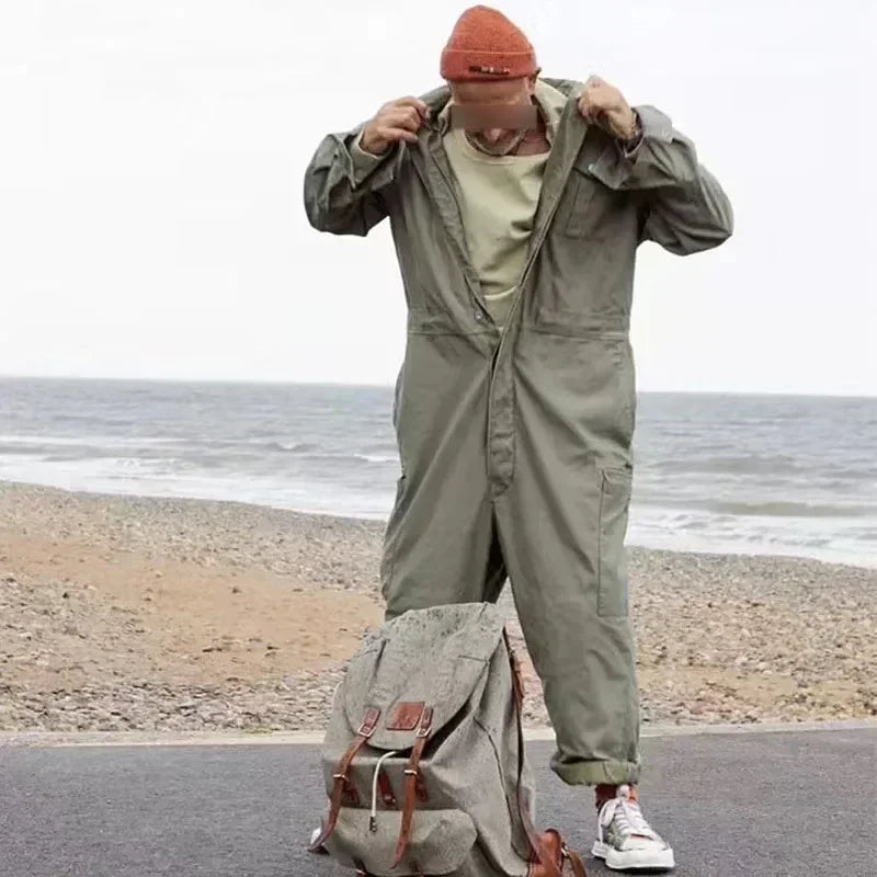 Men Clothing American Style Multi Pocket Overalls Men's