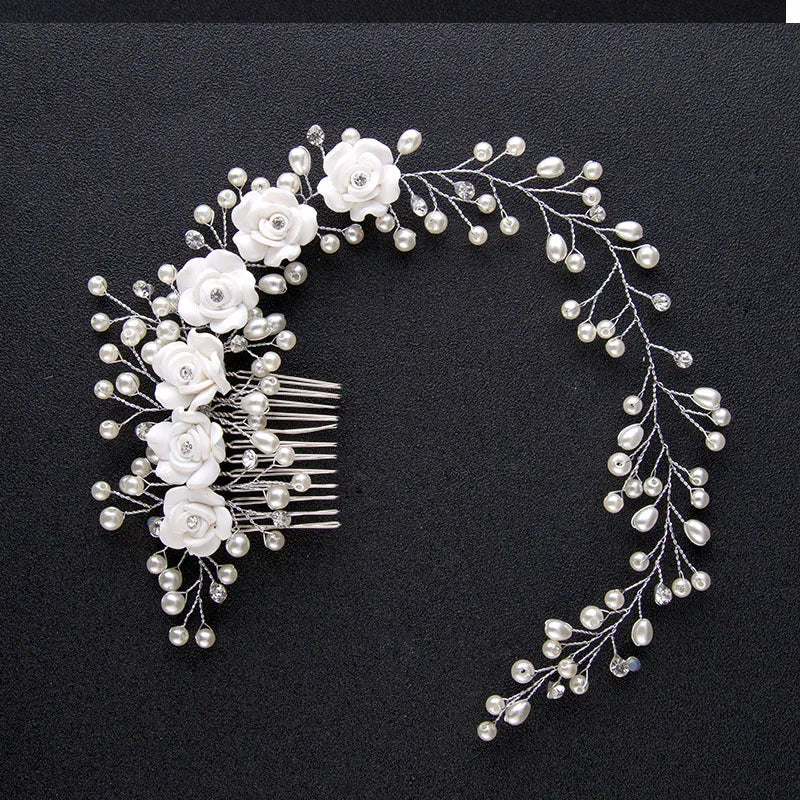 White Flower Hairpins Elegant Women Floral Style Hair