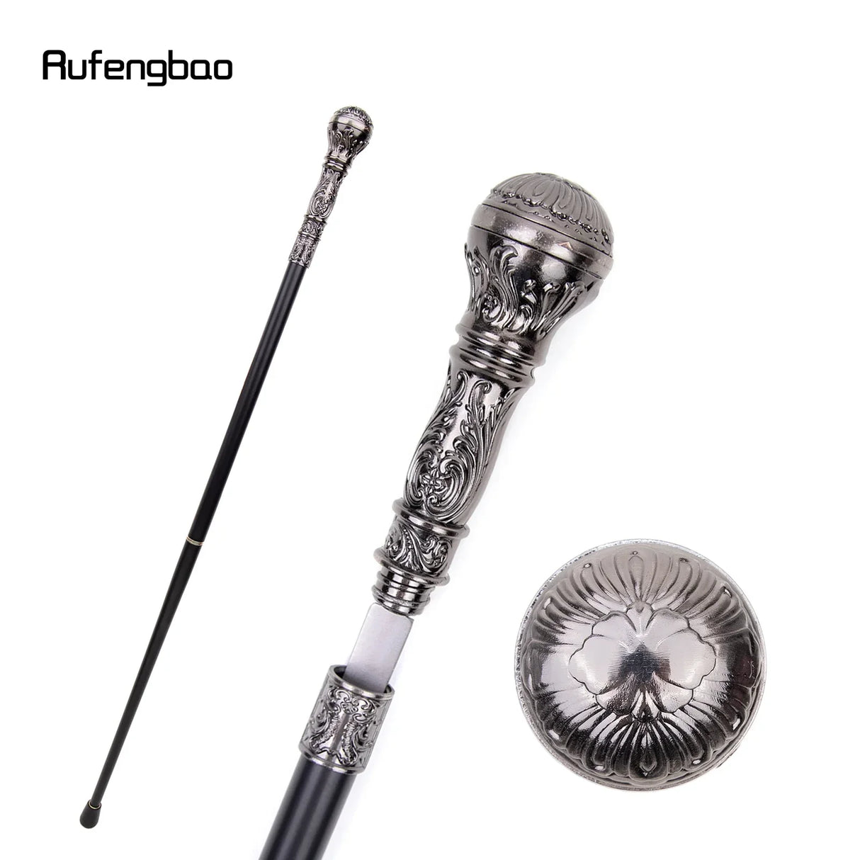 Silver Luxury Round Handle Walking Stick with Hidden