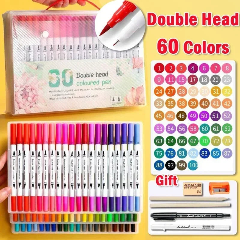 168 Color Marker Pen Set Manga Double-Headed Comic