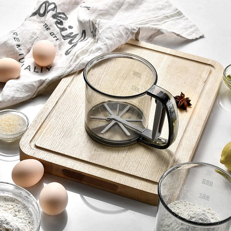 Stainless Steel Mesh Shaker Sieve Cup Crank Flour