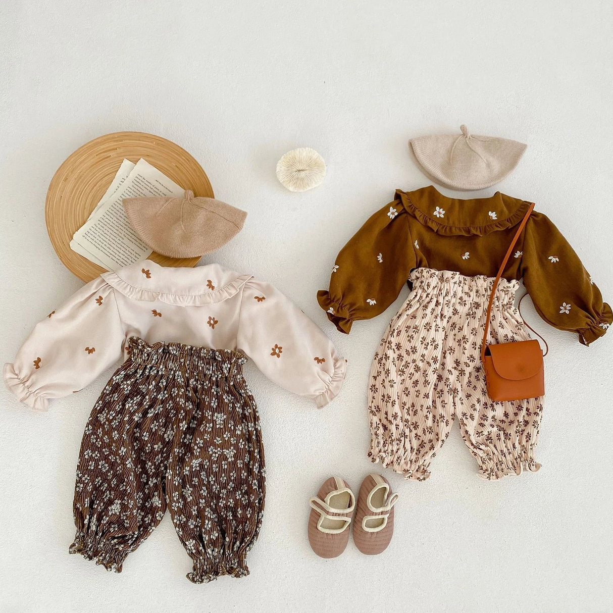 RiniLucia Autumn Baby Girls Floral Cotton T-shirt Children