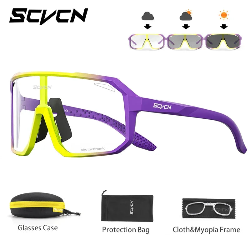 SCVCN Photochromic Men Cycling Sunglasses UV400 Sports Bicycle