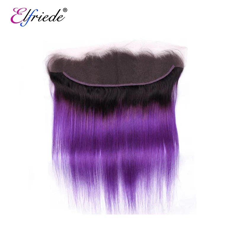 Elfriede 1BPurple Straight Ombre Colored Hair Bundles with