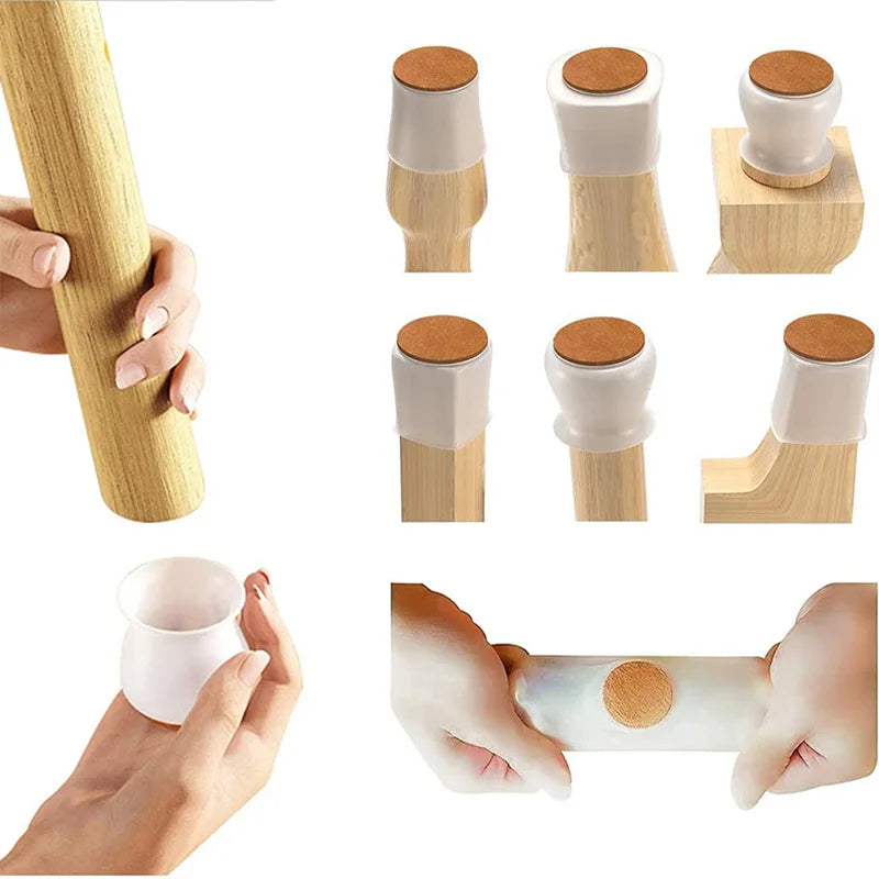 Upgraded 8/16pcs Furniture Silicone Protection Cover with Felt