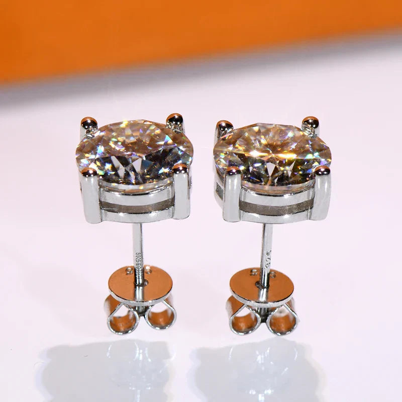 IOGOU 3mm/4mm/5mm/6.5mm/8mm/9mm/10mm/11mm Certified D VVS1 Moissanite Stud Earrings