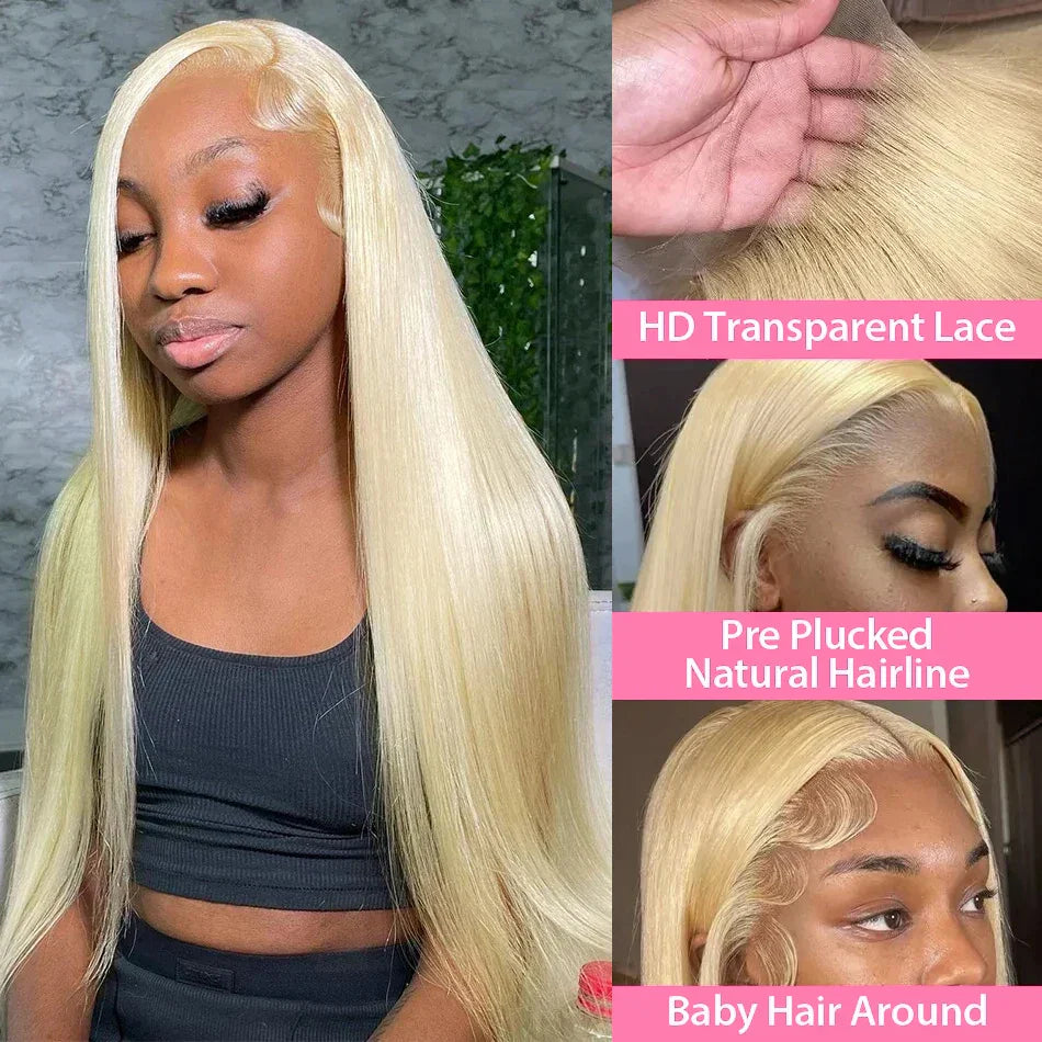 200% 13x6 HD Transparent 613 Blonde Lace Frontal