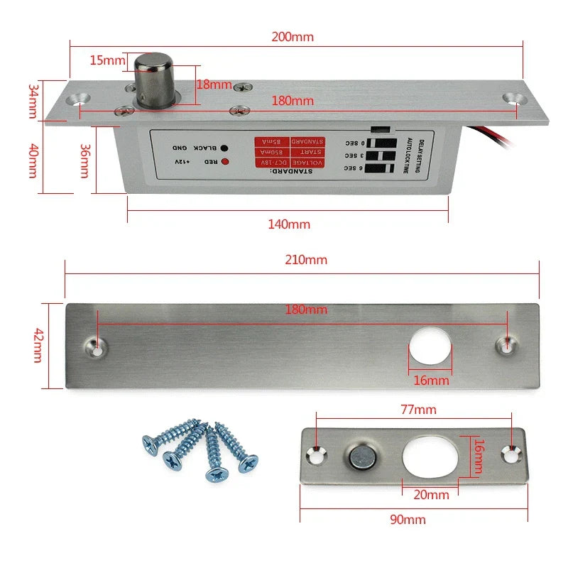Electric Bolt Lock Deadbolt Drop Bolt NC Mode