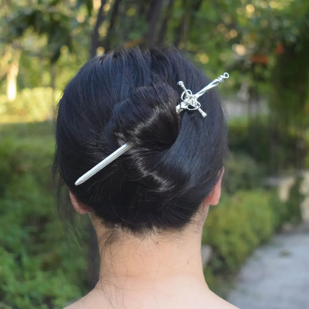 16cm Witch skull Hair Stick sword woman hair