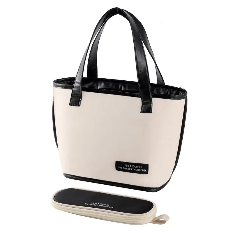 Large lunch bag with cutlery bag, stylish and reusable handbag, leak proof work, cute and women's office, school picnic