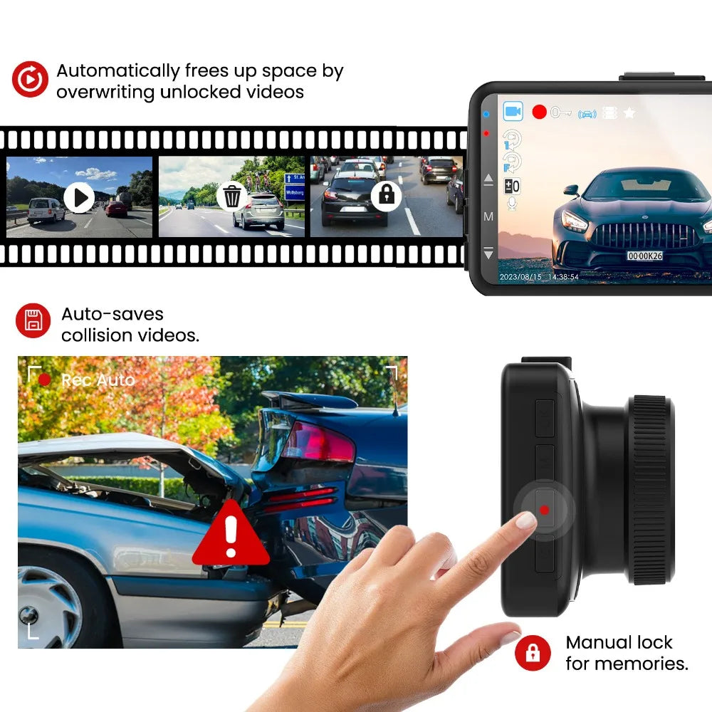 KQQ 4K Dash Camera for Car Ront and