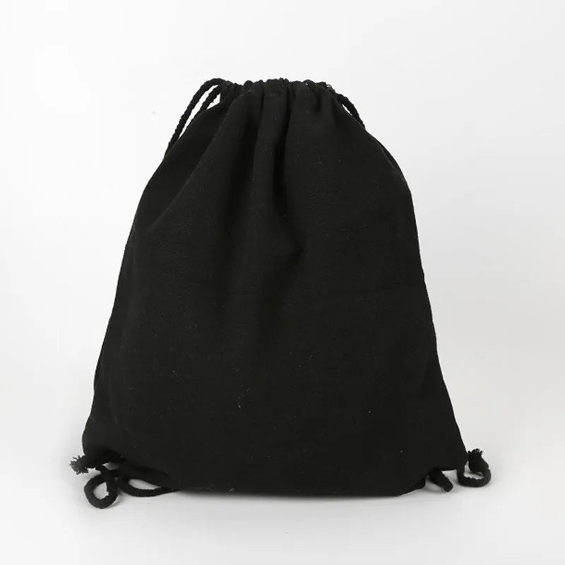 34x43cm Canvas Drawstring Backpack with Pockets