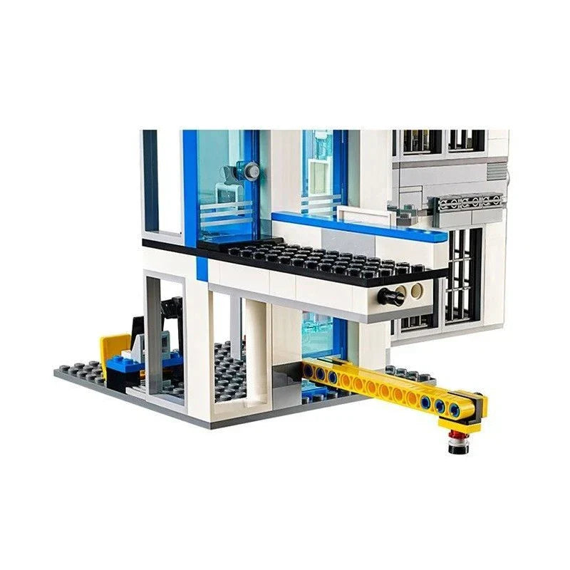 City Police Station Guard Building Blocks Helicopter Car