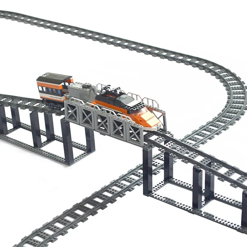 City Trains Track Rail Bricks Model straight curved