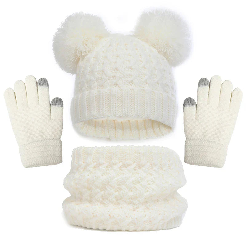 Imitation Cashmere Winter Baby Hat Gloves Scarf Set