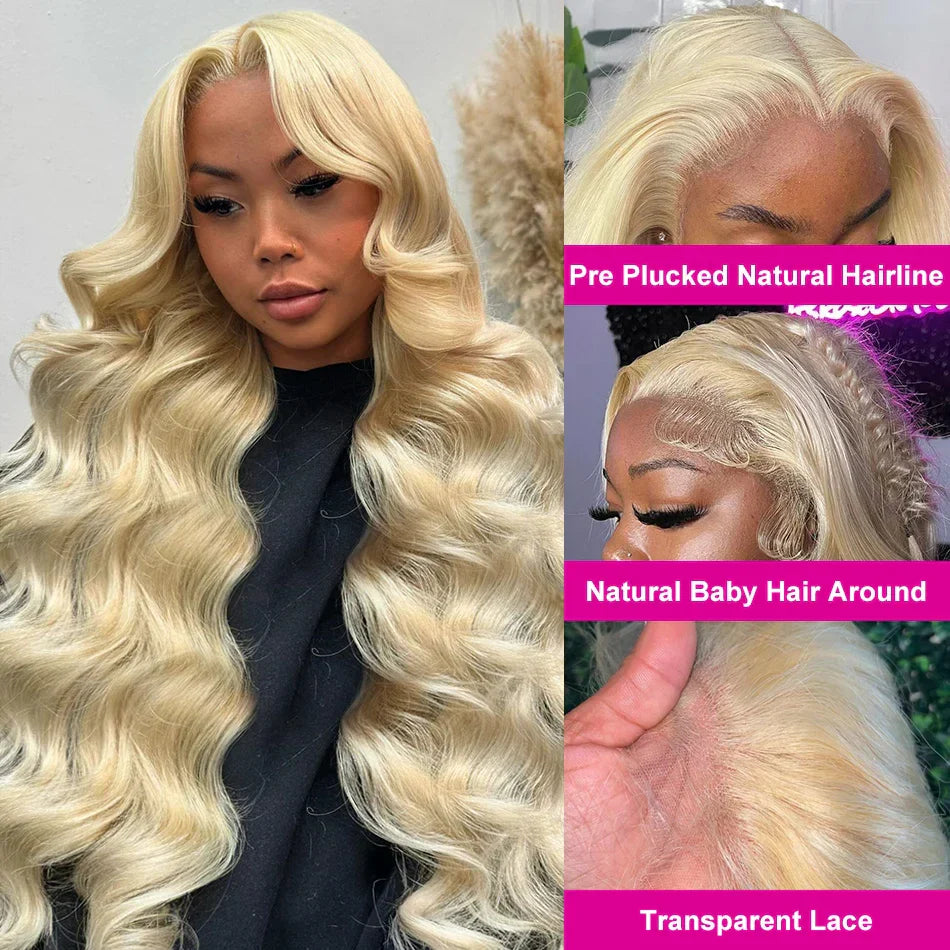 30 40 Inch 613 Honey Blonde Color Wig13x4