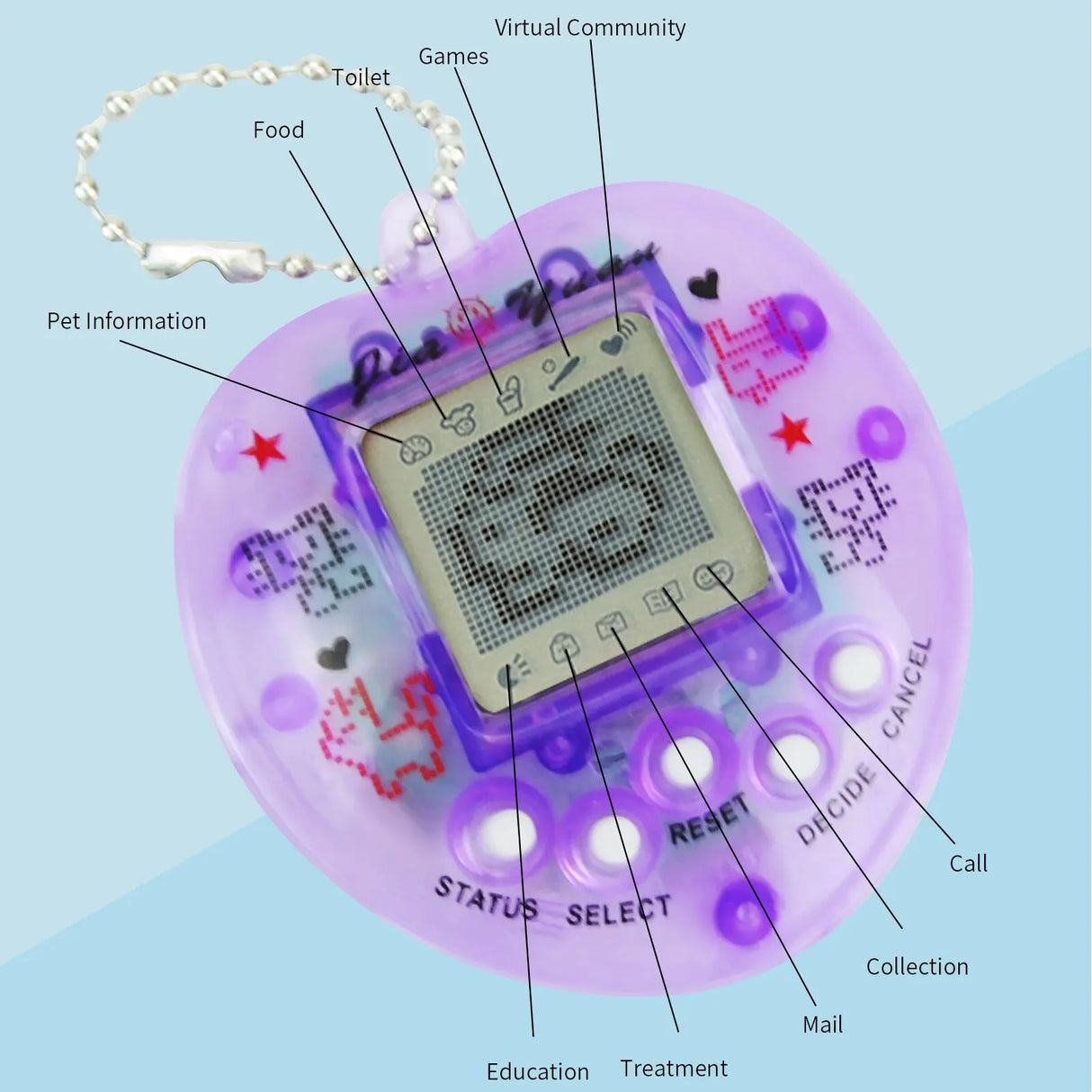 Electronic Pet Machine Handheld Game Machine Black And