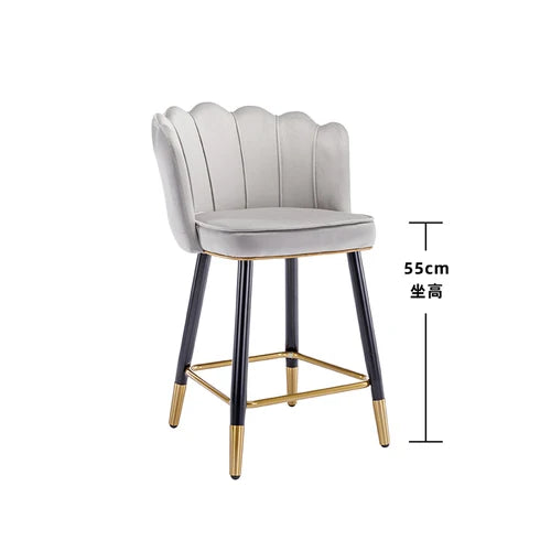 Leather High Bar Chair Modern Nordic Luxury Blue
