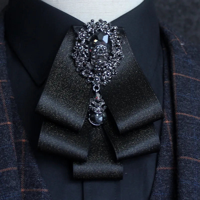Men's Bow Tie Rhinestone Ribbon British Business Banquet