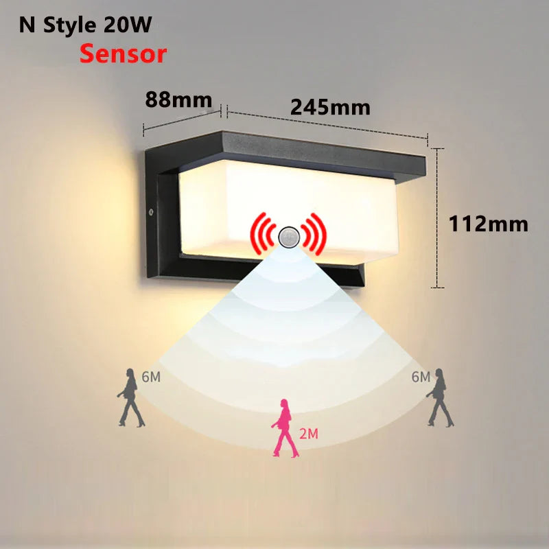 Led Outdoor Wall Light Waterproof IP65 Motion Sensor
