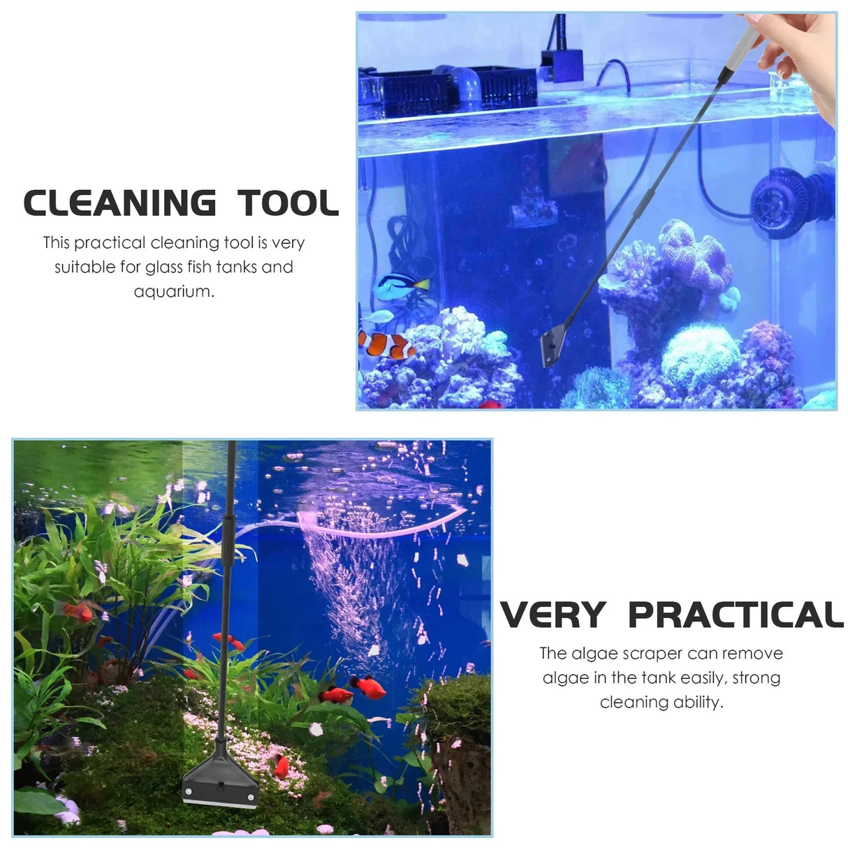 Fish Tank Algae Scraper Cleaner Supply Long Handle