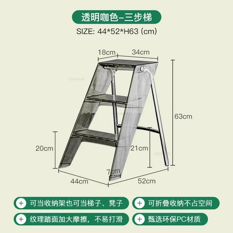 Modern Home Folding Ladder Transparent Acrylic Step Ladders