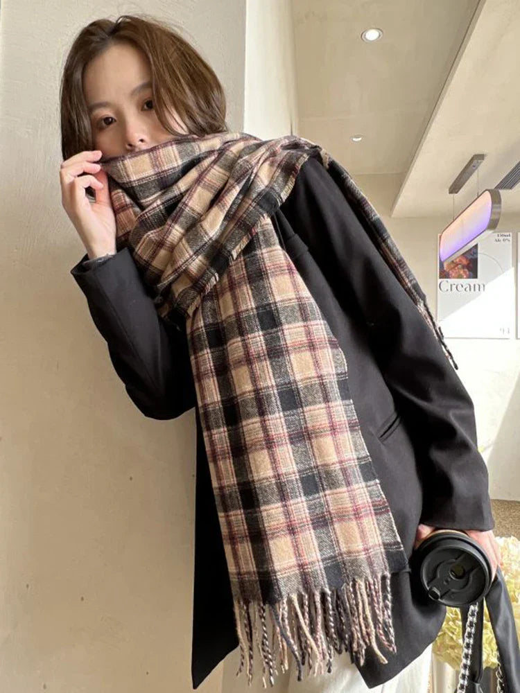 New 2023 Imitation Cashmere Women Scarf Winter Preppy