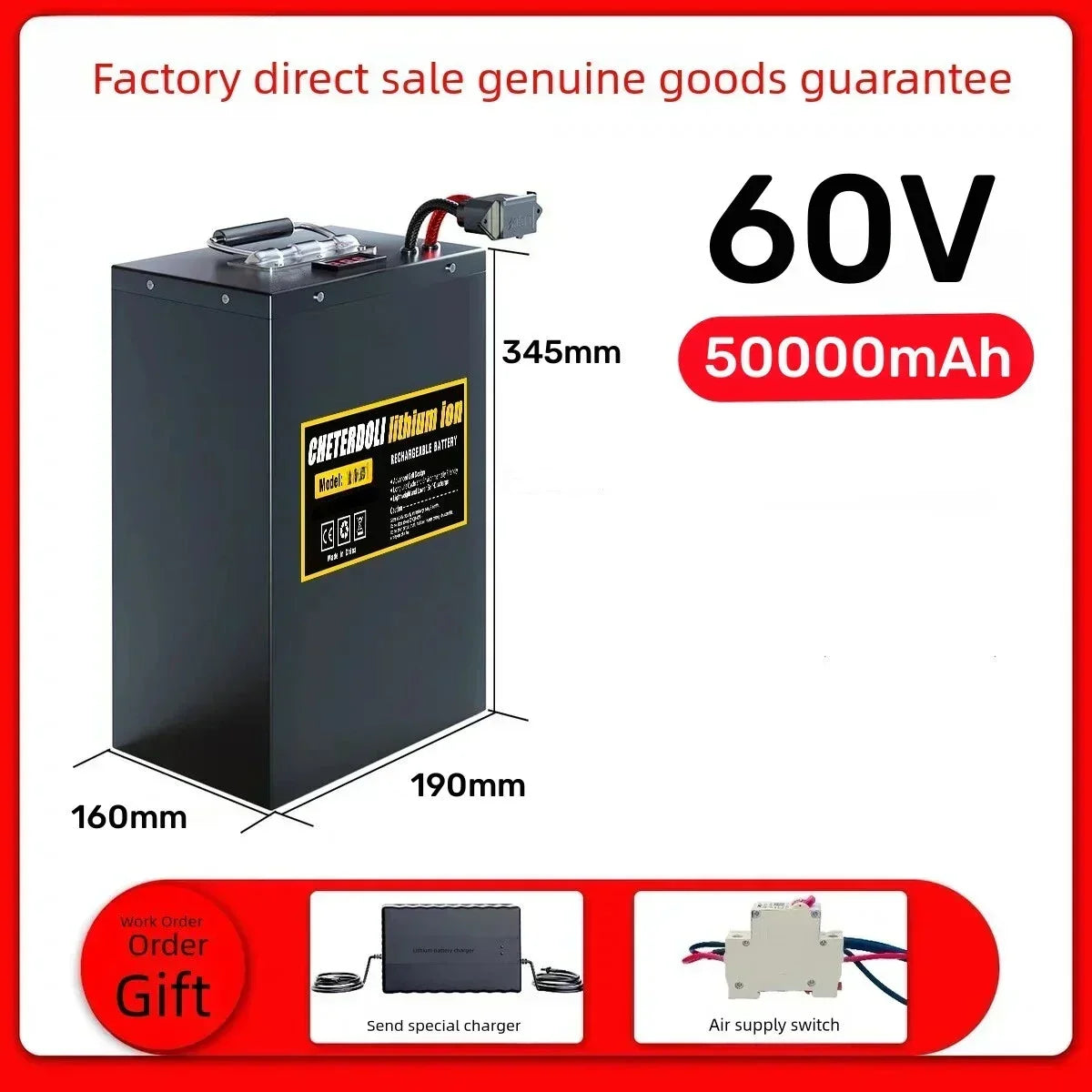Cheterdoli Ebike 48v Battery Pack 60V 72V 30Ah