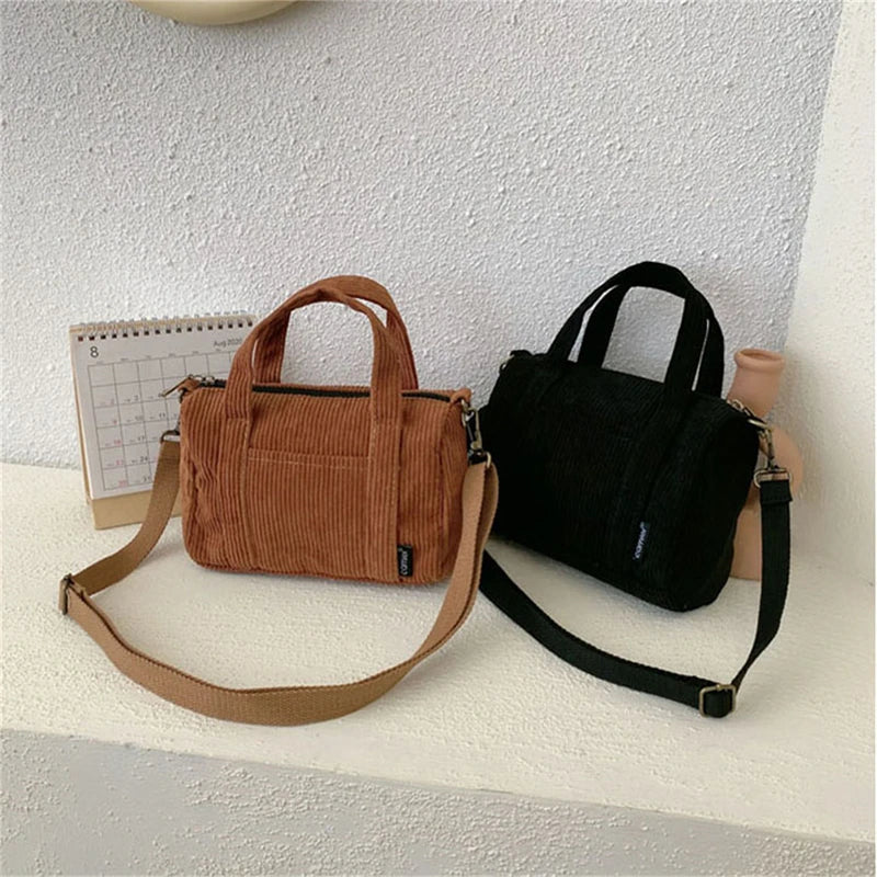 New Women's Mini Corduroy Shoulder Bag Female Canvas