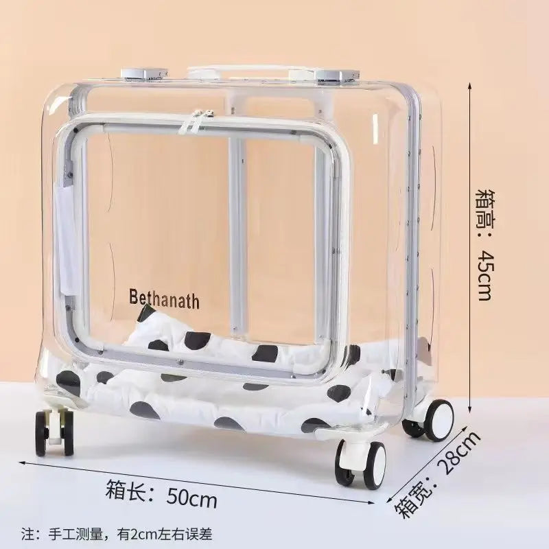 Lightweight Transparent Pet Trolley Case, Beauty Case, Professional