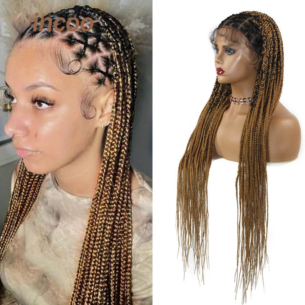 36" Lace Front Knotless Box Braided Wig for Black Women