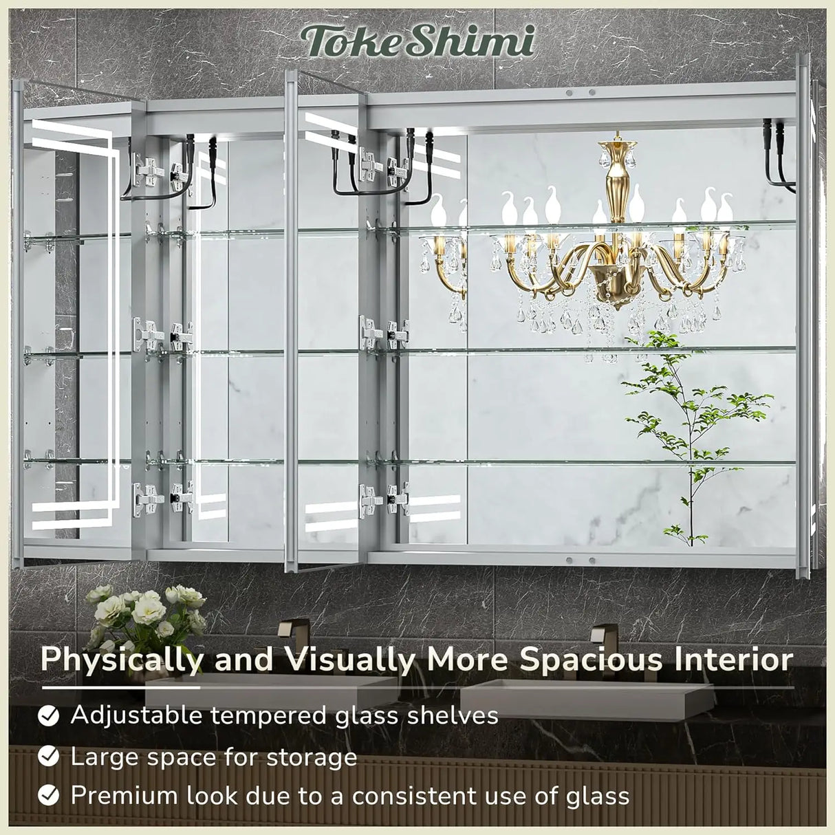 TokeShimi Medicine Cabinet 30x32 in Bathroom LED Vanity