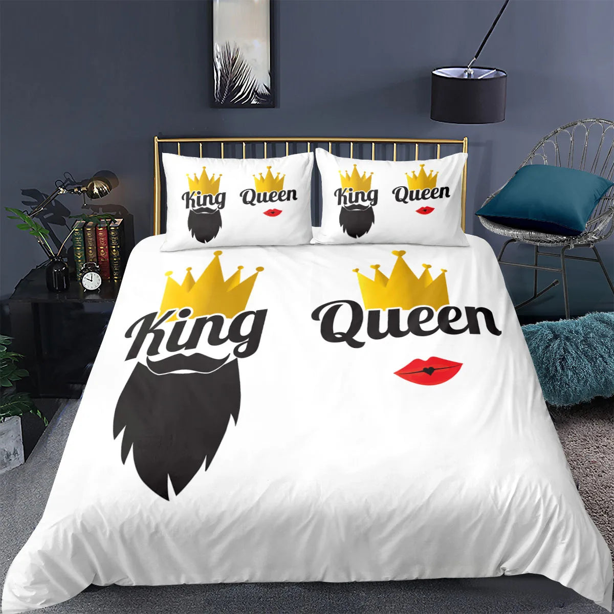Couple/Lover White Black Luxury Bed Linen 2 People
