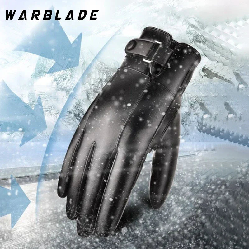 2024 New Winter Gloves Men Women Black PU