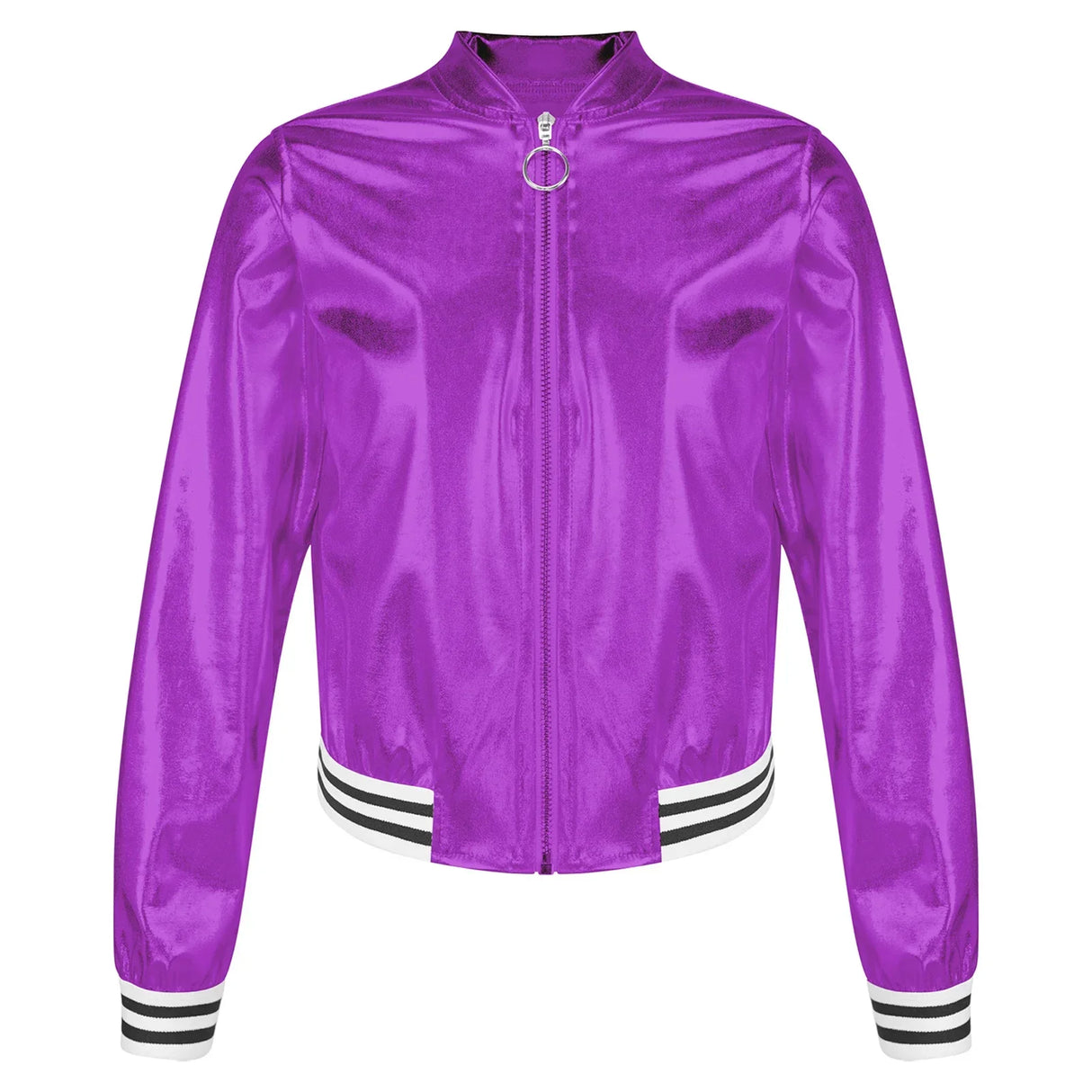 Kids Girls Shiny Baseball Jacket Bolero Disco Blazer