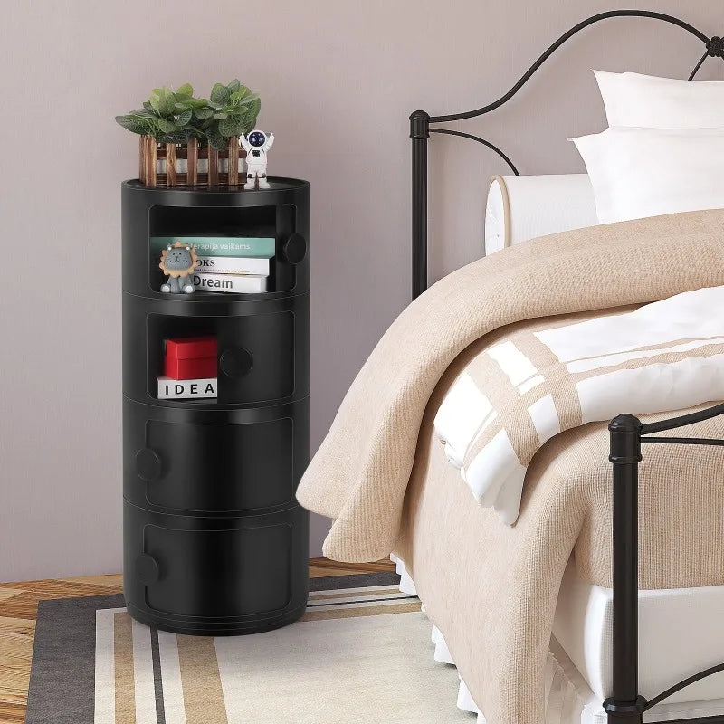 Oumilen 3 Drawer Sliding Barrel Modern Bedroom Nightstand,